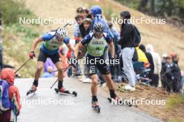 22.09.2024, Premanon, France (FRA): Fabien Claude (FRA), Emilien Claude (FRA), (l-r) - Biathlon Samse Summer Tour, pursuit, Premanon (FRA). www.nordicfocus.com. © Manzoni/NordicFocus. Every downloaded picture is fee-liable.