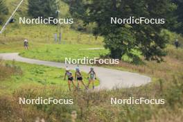 22.09.2024, Premanon, France (FRA): Julia Pinel (FRA), Charline Desmartin (FRA), Cloe Canet (FRA), (l-r) - Biathlon Samse Summer Tour, pursuit, Premanon (FRA). www.nordicfocus.com. © Manzoni/NordicFocus. Every downloaded picture is fee-liable.