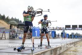 22.09.2024, Premanon, France (FRA): Eric Perrot (FRA), Quentin Fillon Maillet (FRA), (l-r) - Biathlon Samse Summer Tour, pursuit, Premanon (FRA). www.nordicfocus.com. © Manzoni/NordicFocus. Every downloaded picture is fee-liable.