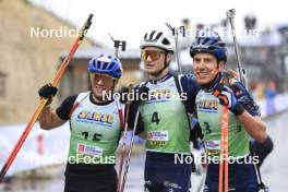 22.09.2024, Premanon, France (FRA): Oscar Lombardot (FRA), Eric Perrot (FRA), Quentin Fillon Maillet (FRA), (l-r) - Biathlon Samse Summer Tour, pursuit, Premanon (FRA). www.nordicfocus.com. © Manzoni/NordicFocus. Every downloaded picture is fee-liable.