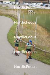 22.09.2024, Premanon, France (FRA): Lola Bugeaud (FRA), Emma Oustry (FRA), (l-r) - Biathlon Samse Summer Tour, pursuit, Premanon (FRA). www.nordicfocus.com. © Manzoni/NordicFocus. Every downloaded picture is fee-liable.