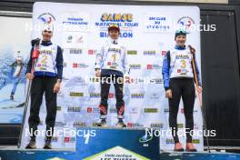 22.09.2024, Premanon, France (FRA): Voldiya Galmace Paulin (FRA), Anaelle Bondoux (FRA), Amandine Mengin (FRA), (l-r) - Biathlon Samse Summer Tour, pursuit, Premanon (FRA). www.nordicfocus.com. © Manzoni/NordicFocus. Every downloaded picture is fee-liable.