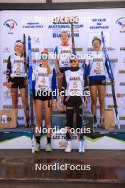 21.09.2024, Premanon, France (FRA): Zabou Mellouet Achard (FRA), Rose Marguet (FRA), Cassandre Couder (FRA), Adele Ouvrier-Buffet (FRA), Rose Dusserre (FRA), (l-r) - Biathlon Samse Summer Tour, sprint, Premanon (FRA). www.nordicfocus.com. © Manzoni/NordicFocus. Every downloaded picture is fee-liable.