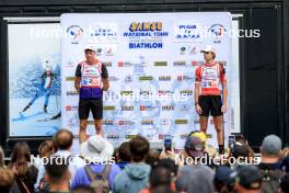 21.09.2024, Premanon, France (FRA): Enzo Bouillet (FRA), Emile Weiss (FRA), (l-r) - Biathlon Samse Summer Tour, sprint, Premanon (FRA). www.nordicfocus.com. © Manzoni/NordicFocus. Every downloaded picture is fee-liable.