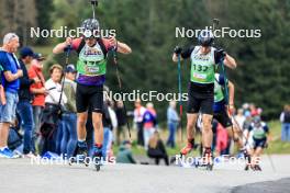 21.09.2024, Premanon, France (FRA): Tom Bouillet (FRA), Yannick Kreuzer (SUI), (l-r) - Biathlon Samse Summer Tour, sprint, Premanon (FRA). www.nordicfocus.com. © Manzoni/NordicFocus. Every downloaded picture is fee-liable.