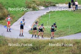 21.09.2024, Premanon, France (FRA): Jeremie Bouchex-Bellomie (FRA), Gaetan Paturel (FRA), Flavio Guy (FRA), Antonin Guigonnat (FRA), (l-r) - Biathlon Samse Summer Tour, sprint, Premanon (FRA). www.nordicfocus.com. © Manzoni/NordicFocus. Every downloaded picture is fee-liable.