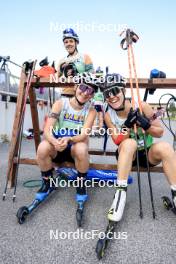 21.09.2024, Premanon, France (FRA): Camille Bened (FRA), Jeanne Richard (FRA), Oceane Michelon (FRA), (l-r) - Biathlon Samse Summer Tour, sprint, Premanon (FRA). www.nordicfocus.com. © Manzoni/NordicFocus. Every downloaded picture is fee-liable.