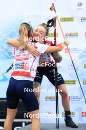 21.09.2024, Premanon, France (FRA): Oceane Michelon (FRA), Lou Jeanmonnot (FRA), (l-r) - Biathlon Samse Summer Tour, sprint, Premanon (FRA). www.nordicfocus.com. © Manzoni/NordicFocus. Every downloaded picture is fee-liable.