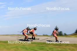 21.09.2024, Premanon, France (FRA): Elsa Bouillet (FRA), Thomas Burlett (FRA), Caroline Boudieres (FRA), (l-r) - Biathlon Samse Summer Tour, sprint, Premanon (FRA). www.nordicfocus.com. © Manzoni/NordicFocus. Every downloaded picture is fee-liable.