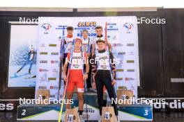 21.09.2024, Premanon, France (FRA): Lilian Kembellec (FRA), Augustin Remonnay (FRA), Niels Bibollet (FRA), Gaspard Dordor (FRA), Jules Vidaud (FRA), (l-r) - Biathlon Samse Summer Tour, sprint, Premanon (FRA). www.nordicfocus.com. © Manzoni/NordicFocus. Every downloaded picture is fee-liable.