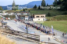 21.09.2024, Premanon, France (FRA): Athletes warming at the shooting range during zeroing  Event Feature: - Biathlon Samse Summer Tour, sprint, Premanon (FRA). www.nordicfocus.com. © Manzoni/NordicFocus. Every downloaded picture is fee-liable.