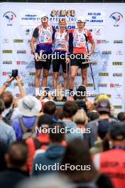 21.09.2024, Premanon, France (FRA): Enzo Bouillet (FRA), Leo Carlier (FRA), Emile Weiss (FRA), (l-r) - Biathlon Samse Summer Tour, sprint, Premanon (FRA). www.nordicfocus.com. © Manzoni/NordicFocus. Every downloaded picture is fee-liable.