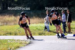 21.09.2024, Premanon, France (FRA): Anatole Cahu (FRA), Jules Vidaud (FRA), (l-r) - Biathlon Samse Summer Tour, sprint, Premanon (FRA). www.nordicfocus.com. © Manzoni/NordicFocus. Every downloaded picture is fee-liable.