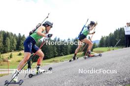 21.09.2024, Premanon, France (FRA): Camille Bened (FRA), Lea Gross (BEL), (l-r) - Biathlon Samse Summer Tour, sprint, Premanon (FRA). www.nordicfocus.com. © Manzoni/NordicFocus. Every downloaded picture is fee-liable.