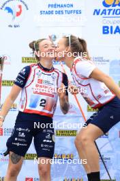 21.09.2024, Premanon, France (FRA): Lou Jeanmonnot (FRA), Oceane Michelon (FRA), (l-r) - Biathlon Samse Summer Tour, sprint, Premanon (FRA). www.nordicfocus.com. © Manzoni/NordicFocus. Every downloaded picture is fee-liable.