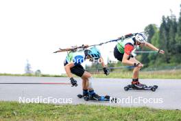 21.09.2024, Premanon, France (FRA): Axel Garnier (FRA), Ambroise Meunier (FRA), (l-r) - Biathlon Samse Summer Tour, sprint, Premanon (FRA). www.nordicfocus.com. © Manzoni/NordicFocus. Every downloaded picture is fee-liable.