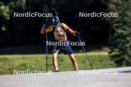 21.09.2024, Premanon, France (FRA): Noah Soltani (BEL) - Biathlon Samse Summer Tour, sprint, Premanon (FRA). www.nordicfocus.com. © Manzoni/NordicFocus. Every downloaded picture is fee-liable.