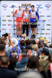 21.09.2024, Premanon, France (FRA): Ian Martinet (FRA), Corentin Jacob (FRA), Gaetan Paturel (FRA), (l-r) - Biathlon Samse Summer Tour, sprint, Premanon (FRA). www.nordicfocus.com. © Manzoni/NordicFocus. Every downloaded picture is fee-liable.