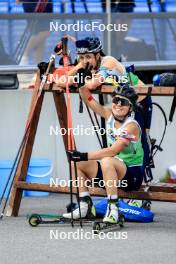 21.09.2024, Premanon, France (FRA): Camille Bened (FRA), Oceane Michelon (FRA), (l-r) - Biathlon Samse Summer Tour, sprint, Premanon (FRA). www.nordicfocus.com. © Manzoni/NordicFocus. Every downloaded picture is fee-liable.