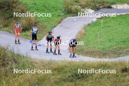 21.09.2024, Premanon, France (FRA): Jeremie Bouchex-Bellomie (FRA), Gaetan Paturel (FRA), Flavio Guy (FRA), Antonin Guigonnat (FRA), (l-r) - Biathlon Samse Summer Tour, sprint, Premanon (FRA). www.nordicfocus.com. © Manzoni/NordicFocus. Every downloaded picture is fee-liable.