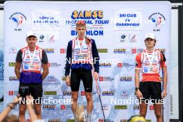 21.09.2024, Premanon, France (FRA): Enzo Bouillet (FRA), Leo Carlier (FRA), Emile Weiss (FRA), (l-r) - Biathlon Samse Summer Tour, sprint, Premanon (FRA). www.nordicfocus.com. © Manzoni/NordicFocus. Every downloaded picture is fee-liable.