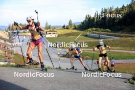 21.09.2024, Premanon, France (FRA): Gabrielle Bourgeois (FRA), Noor Erickson (FRA), Elisabeth Schroder (BEL), (l-r) - Biathlon Samse Summer Tour, sprint, Premanon (FRA). www.nordicfocus.com. © Manzoni/NordicFocus. Every downloaded picture is fee-liable.