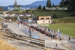 21.09.2024, Premanon, France (FRA): Event Feature: Overview over the stadium with undefined athletes competing at the shooting range - Biathlon Samse Summer Tour, sprint, Premanon (FRA). www.nordicfocus.com. © Manzoni/NordicFocus. Every downloaded picture is fee-liable.