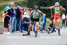 21.09.2024, Premanon, France (FRA): Mathieu Garcia (FRA), Antonin Delsol (FRA), (l-r) - Biathlon Samse Summer Tour, sprint, Premanon (FRA). www.nordicfocus.com. © Manzoni/NordicFocus. Every downloaded picture is fee-liable.