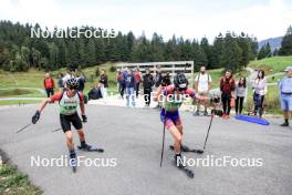 21.09.2024, Premanon, France (FRA): Lou Thievent (FRA), Ilann Dupont (FRA), (l-r) - Biathlon Samse Summer Tour, sprint, Premanon (FRA). www.nordicfocus.com. © Manzoni/NordicFocus. Every downloaded picture is fee-liable.