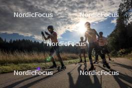 21.09.2024, Premanon, France (FRA): Charli Thiery (FRA), Matthieu Vivas Cassignol (FRA), Nathanael Cullell (FRA), (l-r) - Biathlon Samse Summer Tour, sprint, Premanon (FRA). www.nordicfocus.com. © Manzoni/NordicFocus. Every downloaded picture is fee-liable.