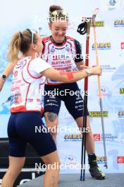 21.09.2024, Premanon, France (FRA): Oceane Michelon (FRA), Lou Jeanmonnot (FRA), (l-r) - Biathlon Samse Summer Tour, sprint, Premanon (FRA). www.nordicfocus.com. © Manzoni/NordicFocus. Every downloaded picture is fee-liable.