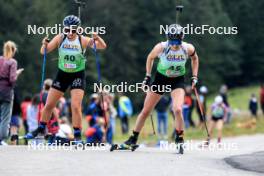 21.09.2024, Premanon, France (FRA): Ludmilla Roche (FRA), Aita Gasparin (SUI), (l-r) - Biathlon Samse Summer Tour, sprint, Premanon (FRA). www.nordicfocus.com. © Manzoni/NordicFocus. Every downloaded picture is fee-liable.