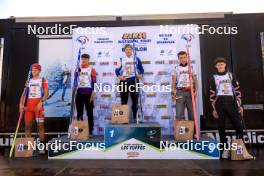 21.09.2024, Premanon, France (FRA): Lilian Kembellec (FRA), Augustin Remonnay (FRA), Niels Bibollet (FRA), Gaspard Dordor (FRA), Jules Vidaud (FRA), (l-r) - Biathlon Samse Summer Tour, sprint, Premanon (FRA). www.nordicfocus.com. © Manzoni/NordicFocus. Every downloaded picture is fee-liable.