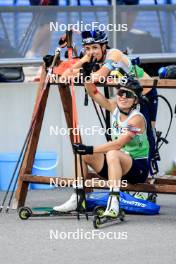 21.09.2024, Premanon, France (FRA): Camille Bened (FRA), Oceane Michelon (FRA), (l-r) - Biathlon Samse Summer Tour, sprint, Premanon (FRA). www.nordicfocus.com. © Manzoni/NordicFocus. Every downloaded picture is fee-liable.