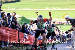 20.10.2024, Arcon, France (FRA): Florent Claude (BEL), Thierry Langer (BEL), (l-r) - Biathlon Samse Summer Tour, pursuit, Arcon (FRA). www.nordicfocus.com. © Manzoni/NordicFocus. Every downloaded picture is fee-liable.