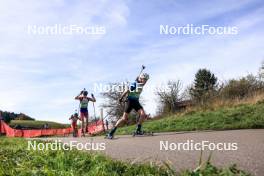 20.10.2024, Arcon, France (FRA): Toiny Blondeau (ALIX), Emile Perrillat-Bottonet (FRA), (l-r) - Biathlon Samse Summer Tour, pursuit, Arcon (FRA). www.nordicfocus.com. © Manzoni/NordicFocus. Every downloaded picture is fee-liable.