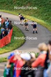 20.10.2024, Arcon, France (FRA): Fany Bertrand (FRA), Oceane Michelon (FRA), Sophie Chauveau (FRA), (l-r) - Biathlon Samse Summer Tour, pursuit, Arcon (FRA). www.nordicfocus.com. © Manzoni/NordicFocus. Every downloaded picture is fee-liable.