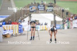 20.10.2024, Arcon, France (FRA): Adele Ouvrier-Buffet (FRA), Gianina Piller (SUI), (l-r) - Biathlon Samse Summer Tour, pursuit, Arcon (FRA). www.nordicfocus.com. © Manzoni/NordicFocus. Every downloaded picture is fee-liable.