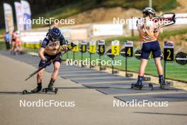 20.10.2024, Arcon, France (FRA): Lou Jeanmonnot (FRA), Jeanne Richard (FRA), (l-r) - Biathlon Samse Summer Tour, pursuit, Arcon (FRA). www.nordicfocus.com. © Manzoni/NordicFocus. Every downloaded picture is fee-liable.