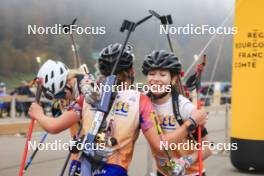 20.10.2024, Arcon, France (FRA): Rose Marguet (FRA), Gianina Piller (SUI), (l-r) - Biathlon Samse Summer Tour, pursuit, Arcon (FRA). www.nordicfocus.com. © Manzoni/NordicFocus. Every downloaded picture is fee-liable.