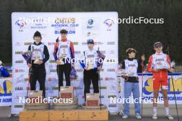 20.10.2024, Arcon, France (FRA): Tobit Keller (SUI), Augustin Remonnay (FRA), Niels Bibollet (FRA), Martin Minazzi (FRA), Mathis Yvoz (FRA), (l-r) - Biathlon Samse Summer Tour, pursuit, Arcon (FRA). www.nordicfocus.com. © Manzoni/NordicFocus. Every downloaded picture is fee-liable.