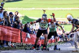 20.10.2024, Arcon, France (FRA): Florent Claude (BEL), Thierry Langer (BEL), (l-r) - Biathlon Samse Summer Tour, pursuit, Arcon (FRA). www.nordicfocus.com. © Manzoni/NordicFocus. Every downloaded picture is fee-liable.