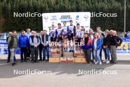 20.10.2024, Arcon, France (FRA): Lola Bugeaud (FRA), Enzo Bouillet (FRA), Louise Roguet (FRA), Leo Carlier (FRA), Clement Pires (FRA), Lena Moretti (FRA), (l-r) - Biathlon Samse Summer Tour, pursuit, Arcon (FRA). www.nordicfocus.com. © Manzoni/NordicFocus. Every downloaded picture is fee-liable.