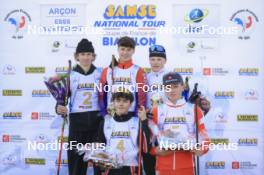 20.10.2024, Arcon, France (FRA): Tobit Keller (SUI), Augustin Remonnay (FRA), Niels Bibollet (FRA), Martin Minazzi (FRA), Mathis Yvoz (FRA), (l-r) - Biathlon Samse Summer Tour, pursuit, Arcon (FRA). www.nordicfocus.com. © Manzoni/NordicFocus. Every downloaded picture is fee-liable.