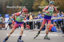 20.10.2024, Arcon, France (FRA): Augustin Remonnay (FRA), Timeo Amiotte (FRA), (l-r) - Biathlon Samse Summer Tour, pursuit, Arcon (FRA). www.nordicfocus.com. © Manzoni/NordicFocus. Every downloaded picture is fee-liable.