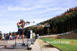 20.10.2024, Arcon, France (FRA): Leo Carlier (FRA) - Biathlon Samse Summer Tour, pursuit, Arcon (FRA). www.nordicfocus.com. © Manzoni/NordicFocus. Every downloaded picture is fee-liable.