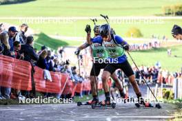 20.10.2024, Arcon, France (FRA): Mathieu Garcia (FRA), Lionel Jouannaud (FRA), (l-r) - Biathlon Samse Summer Tour, pursuit, Arcon (FRA). www.nordicfocus.com. © Manzoni/NordicFocus. Every downloaded picture is fee-liable.