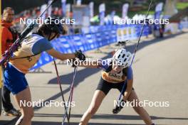 20.10.2024, Arcon, France (FRA): Louise Roguet (FRA), Lola Bugeaud (FRA), (l-r) - Biathlon Samse Summer Tour, pursuit, Arcon (FRA). www.nordicfocus.com. © Manzoni/NordicFocus. Every downloaded picture is fee-liable.