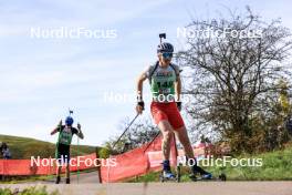 20.10.2024, Arcon, France (FRA): Adeis Hanot (FRA), Lucas Duc-Goninaz (FRA), (l-r) - Biathlon Samse Summer Tour, pursuit, Arcon (FRA). www.nordicfocus.com. © Manzoni/NordicFocus. Every downloaded picture is fee-liable.