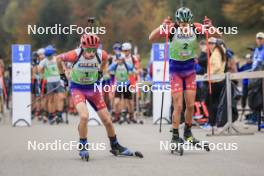 20.10.2024, Arcon, France (FRA): Augustin Remonnay (FRA), Timeo Amiotte (FRA), (l-r) - Biathlon Samse Summer Tour, pursuit, Arcon (FRA). www.nordicfocus.com. © Manzoni/NordicFocus. Every downloaded picture is fee-liable.